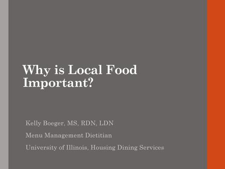 Why is Local Food Important?