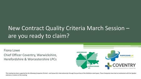 New Contract Quality Criteria March Session – are you ready to claim?