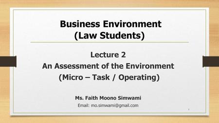 Business Environment (Law Students)