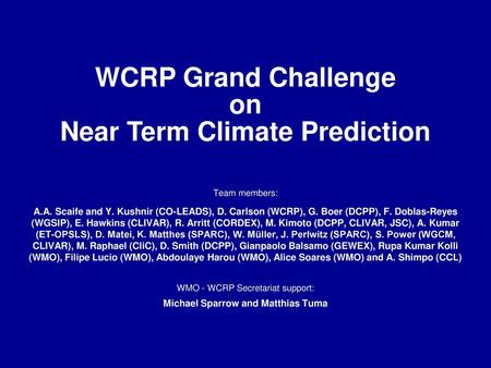 on Near Term Climate Prediction