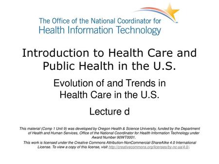 Introduction to Health Care and Public Health in the U.S.