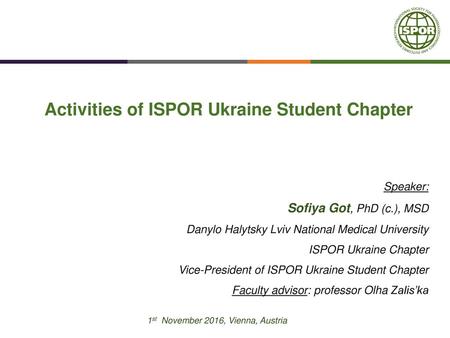 Activities of ISPOR Ukraine Student Chapter