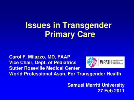 Issues in Transgender Primary Care