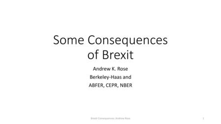 Some Consequences of Brexit