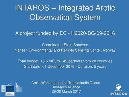 INTAROS – Integrated Arctic Observation System