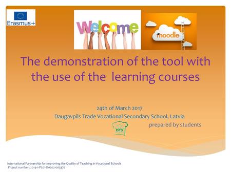 The demonstration of the tool with the use of the learning courses