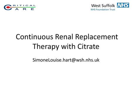 Continuous Renal Replacement Therapy with Citrate