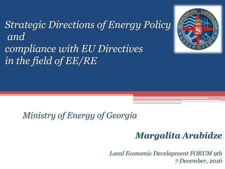 Ministry of Energy of Georgia Margalita Arabidze