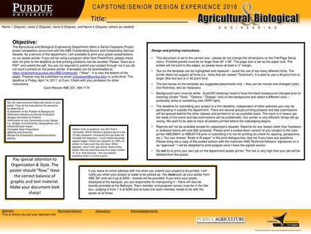 CAPSTONE/SENIOR DESIGN EXPERIENCE 2016