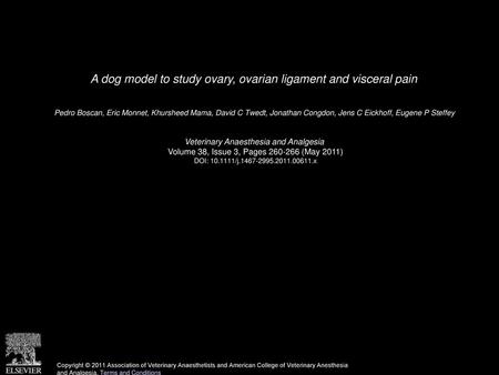 A dog model to study ovary, ovarian ligament and visceral pain