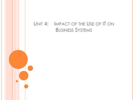 Unit 4: Impact of the Use of IT on Business Systems