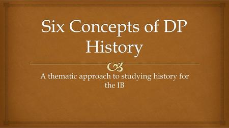 Six Concepts of DP History