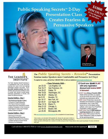 Public Speaking Secrets™ 2-Day Presentation Class Creates Fearless &