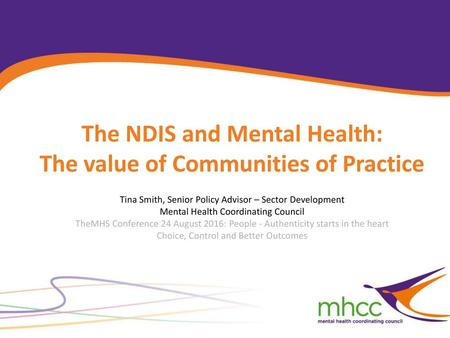 The NDIS and Mental Health: The value of Communities of Practice