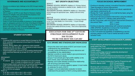 EDUCATION FOR THE 21ST CENTURY STRATEGIC DEVELOPMENT PLAN 2016 TO 2018