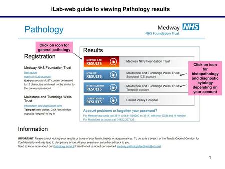 iLab-web guide to viewing Pathology results