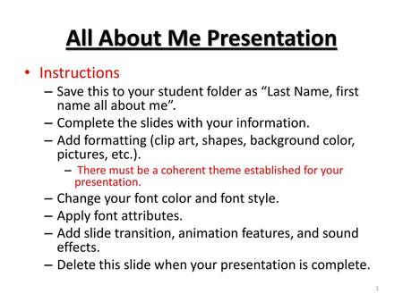 All About Me Presentation