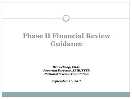 Phase II Financial Review Guidance