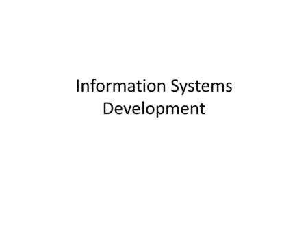 Information Systems Development