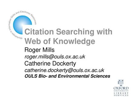 Citation Searching with Web of Knowledge