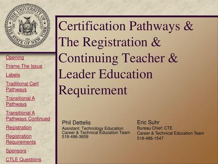 Opening Frame The Issue Labels Traditional Cert Pathways