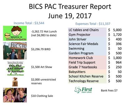 BICS PAC Treasurer Report June 19, 2017