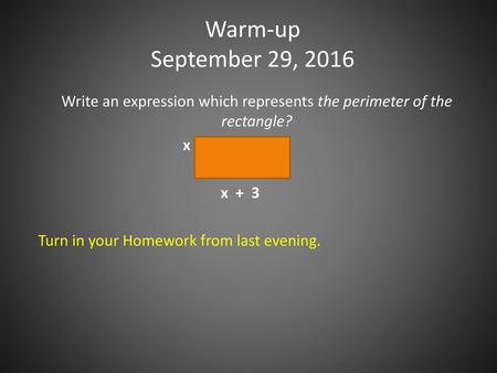 Write an expression which represents the perimeter of the rectangle?