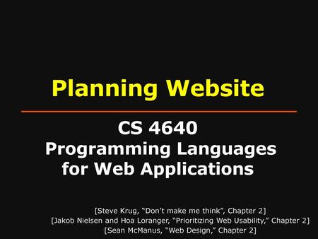 Planning Website CS 4640 Programming Languages for Web Applications