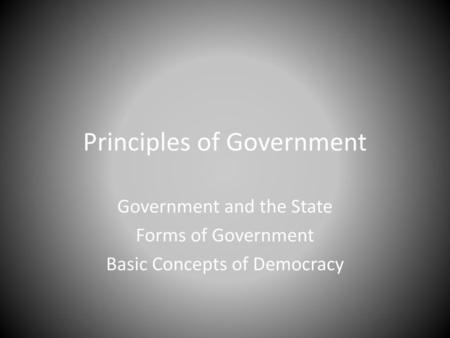 Principles of Government