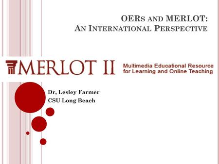 OERs and MERLOT: An International Perspective