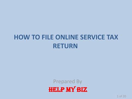 HOW TO FILE ONLINE SERVICE TAX RETURN