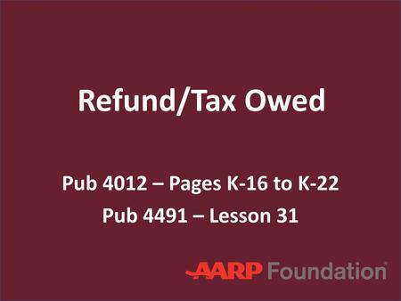 Pub 4012 – Pages K-16 to K-22 Pub 4491 – Lesson 31