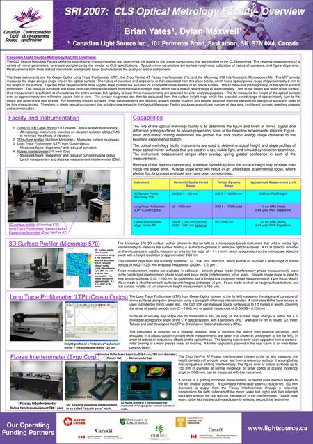 SRI 2007: CLS Optical Metrology Facility- Overview