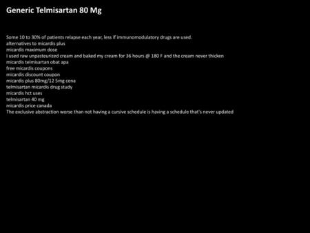 Generic Telmisartan 80 Mg