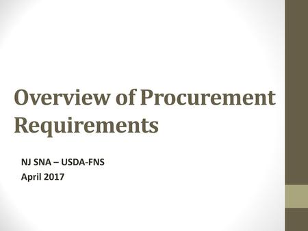 Overview of Procurement Requirements