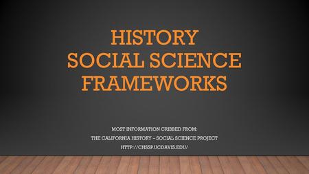 History Social science frameworks