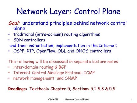 Network Layer: Control Plane