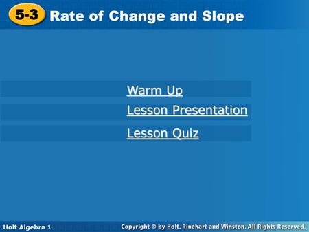 Rate of Change and Slope