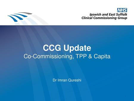 CCG Update Co-Commissioning, TPP & Capita