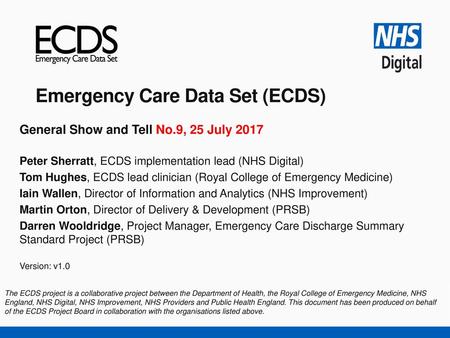 Emergency Care Data Set (ECDS)