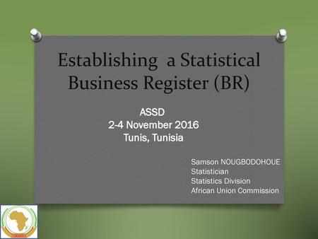 Establishing a Statistical Business Register (BR)