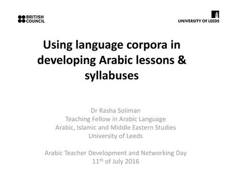 Using language corpora in developing Arabic lessons & syllabuses