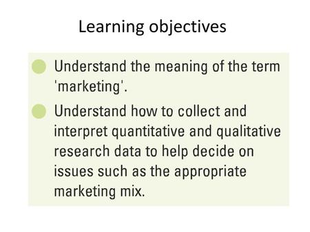 Learning objectives.