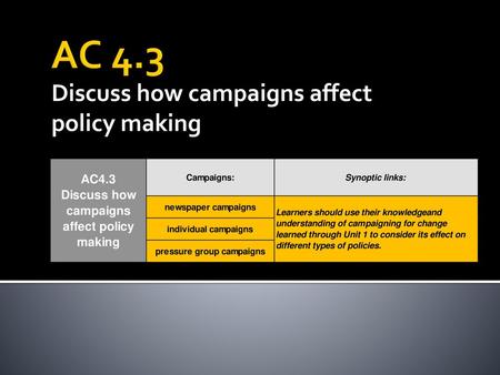 Discuss how campaigns affect policy making