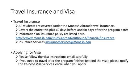 Travel Insurance and Visa