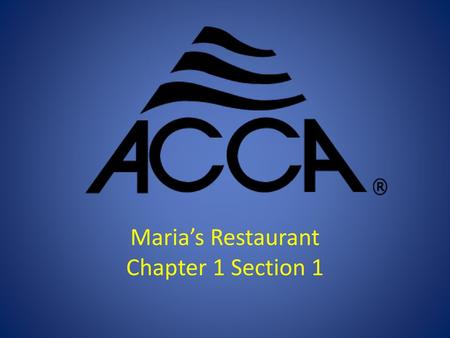 Maria’s Restaurant Chapter 1 Section 1