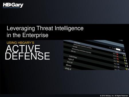 ACTIVE DEFENSE Leveraging Threat Intelligence in the Enterprise