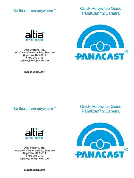 Quick Reference Guide PanaCast® 2 Camera