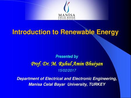 Introduction to Renewable Energy