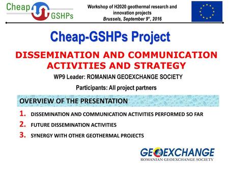 Workshop of H2020 geothermal research and innovation projects